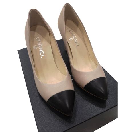 chanel black beige shoes|chanel ladies high heel shoes.